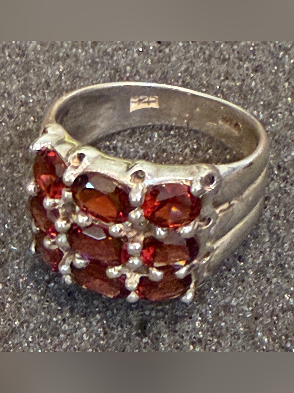 Garnet Sterling Silver Cluster Ring